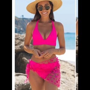 Beachsissi Women’s Bright Pink Bikini with Matching Sarong🆕